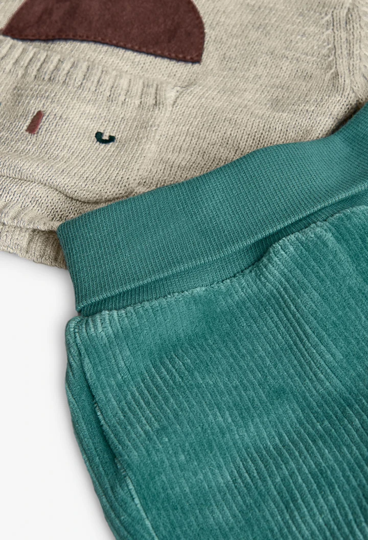 Completo in maglia per neonati beige