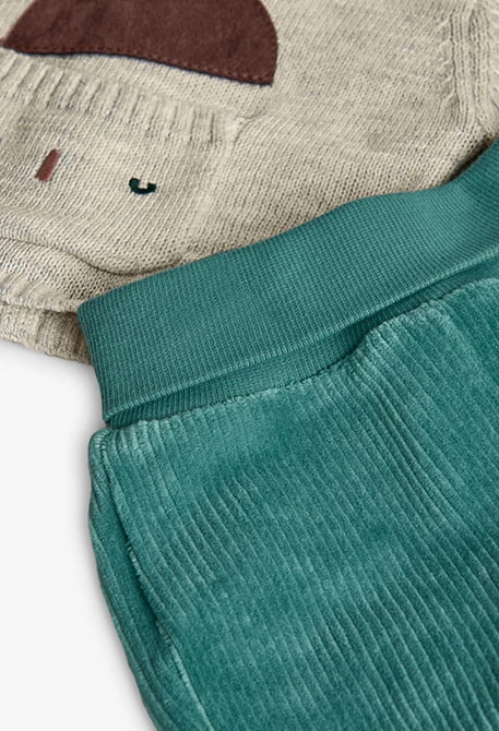 Conjunto de malha bebé bege