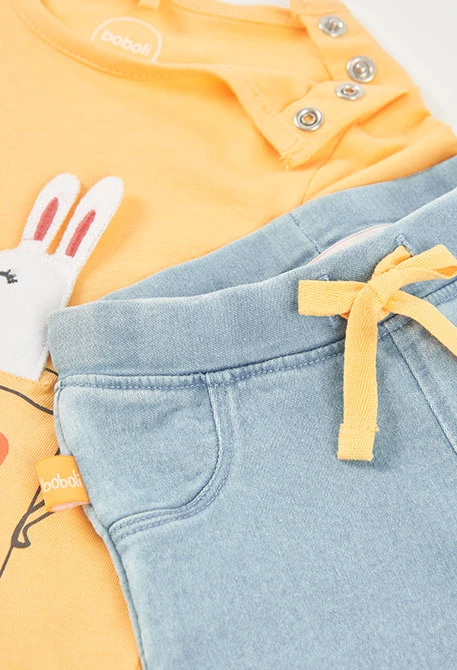 Conjunto bebé camiseta y panalón algodón