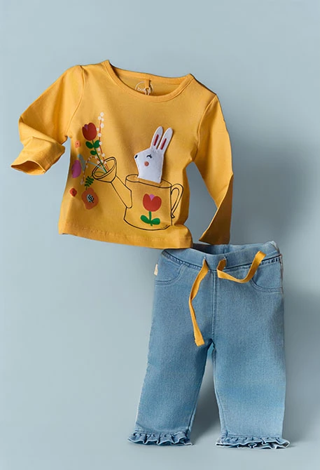 Conjunto bebé camiseta y panalón algodón