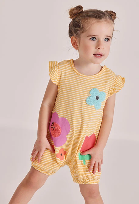 Grenouillère bébé en coton jaune