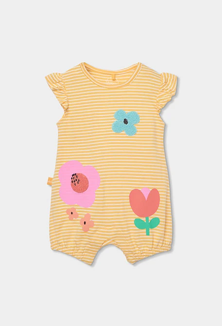 Pelele bebé algodón en amarillo