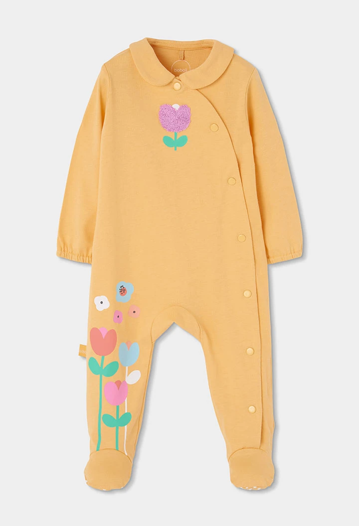 Pyjama en coton jaune pour bébé
