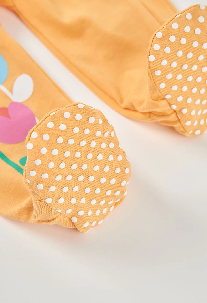 Pyjama en coton jaune pour bébé