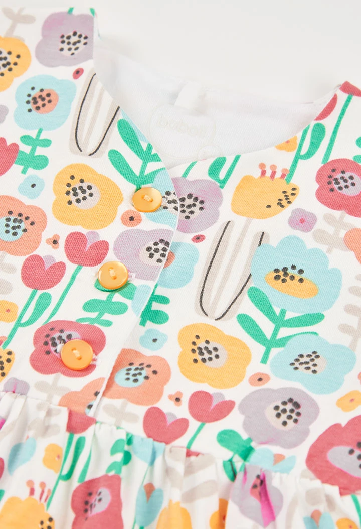 Baby knitted dress with floral print