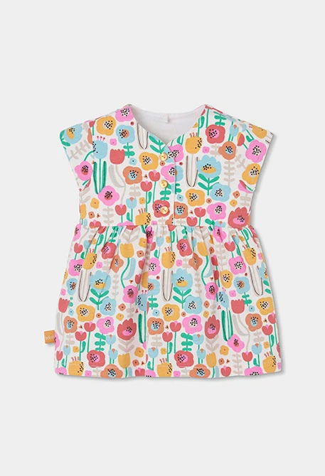 Baby knitted dress with floral print