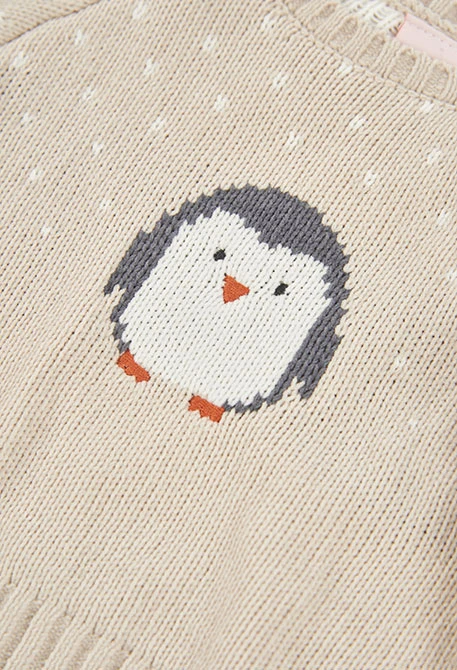 Conjunto bebé beige estampado de pingüino