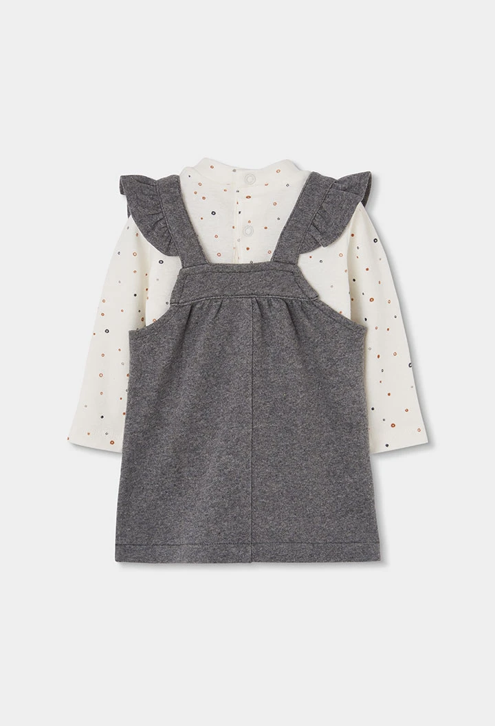 Graues Vigore-Strickset für Babymädchen mit Pinguin-Motiv