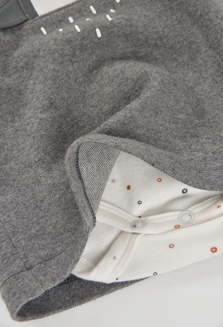 Ensemble en maille bébé fille gris chiné avec pingouin