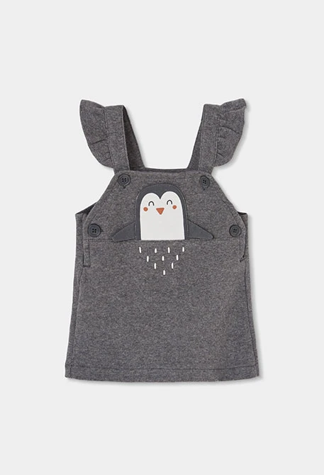 Conjunto punto bebé niña gris vigoré con pingüino