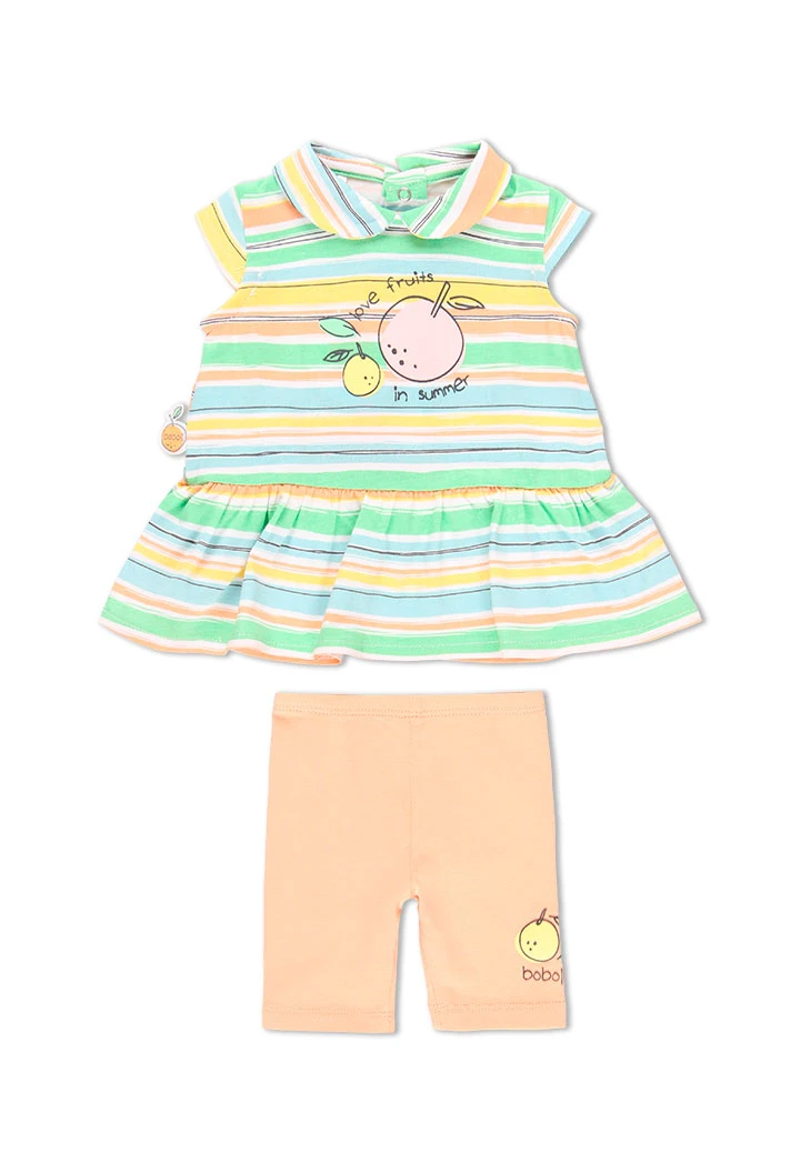 Pack en tricot bi matiere pour bébé fille