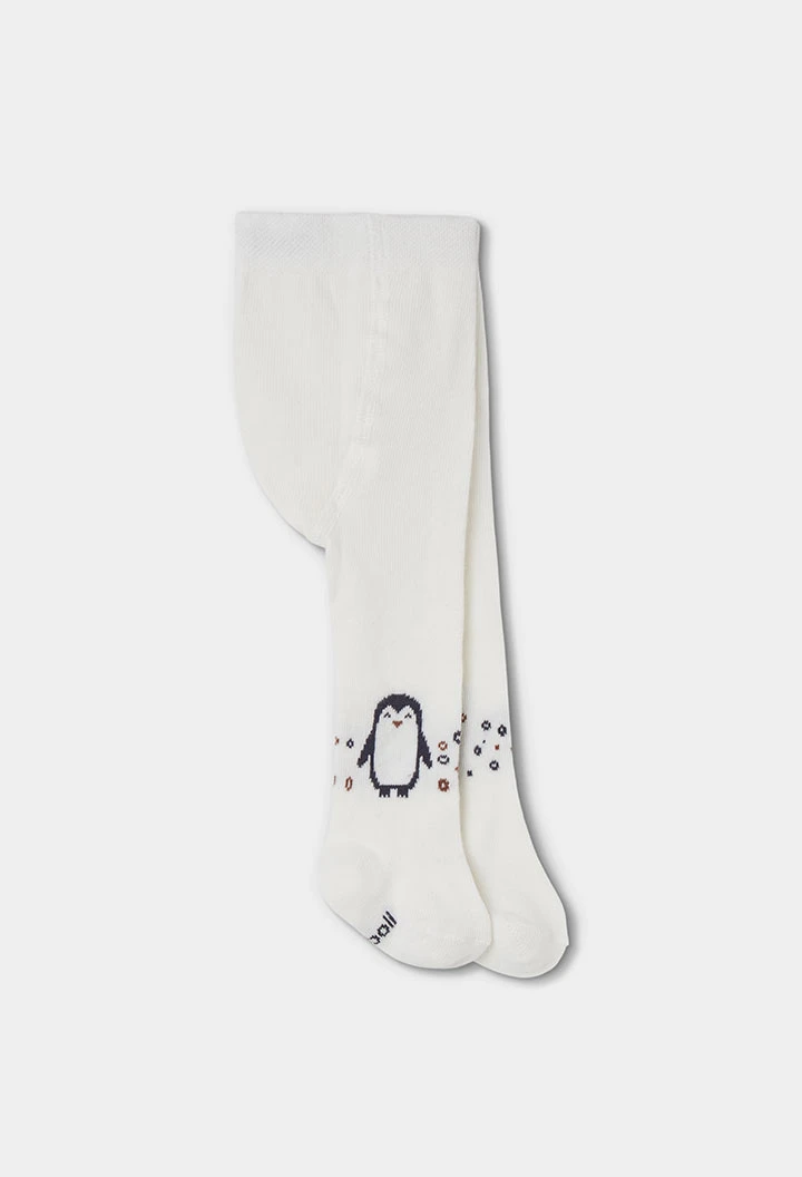 Leotardo blanco estampado de pingüino bebé