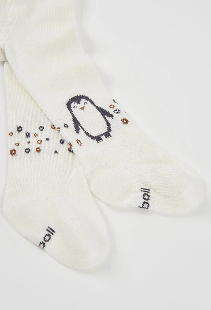 Printed white penguin baby leotard