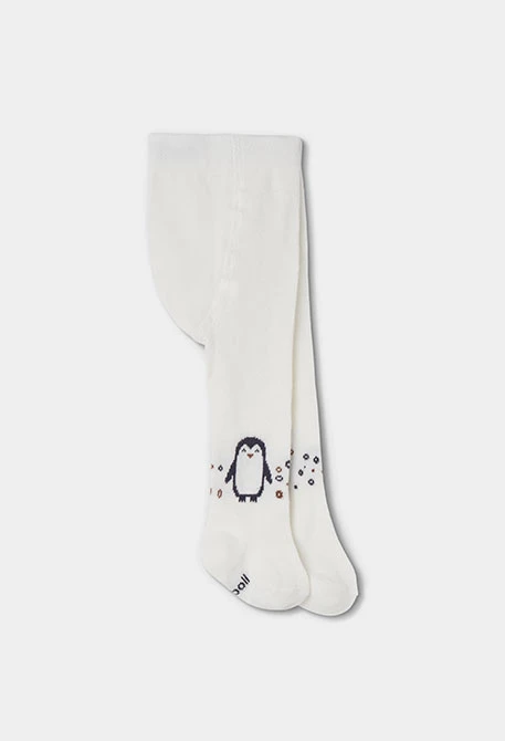Printed white penguin baby leotard