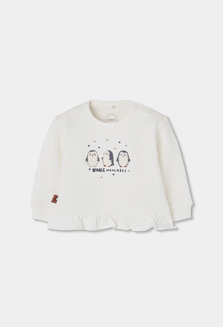 Babyset Mädchen weiß mit Pinguin-Aufdruck