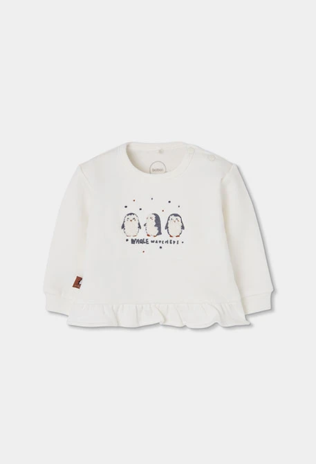 Conjunto de malha bebé menina branco estampado pinguins
