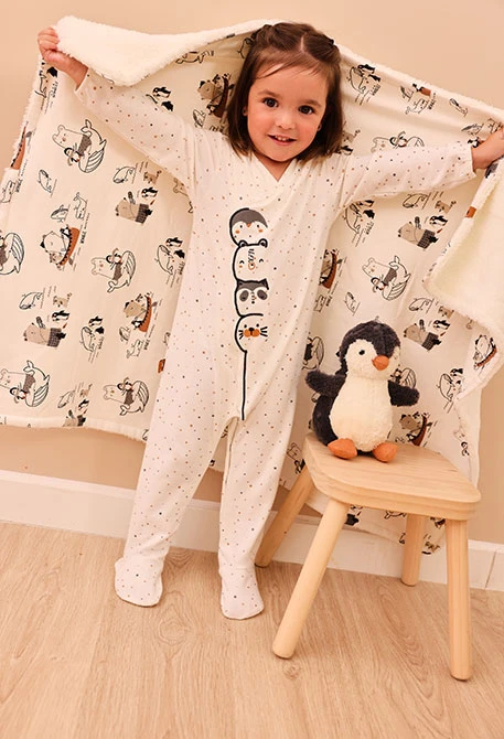 Pelele bebé niña crudo estampado animales