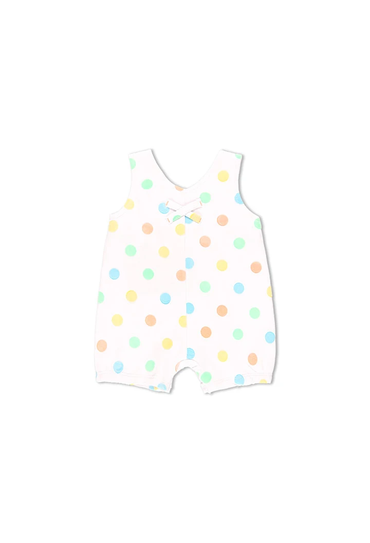 Grenouillère en tricot a pois pour bébé
