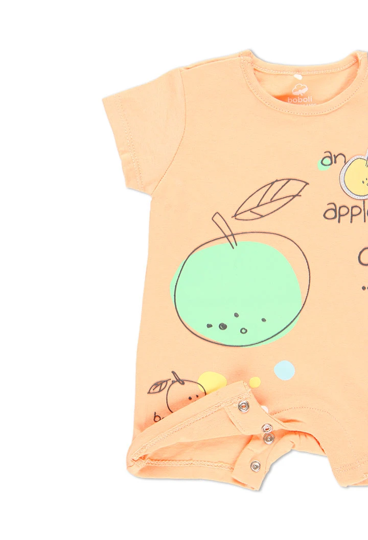 Grenouillère en tricot pommes pour bébé - organique