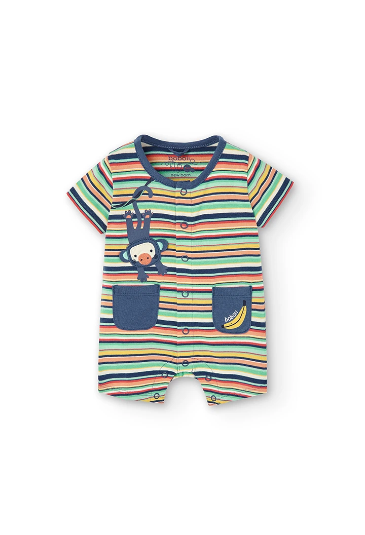 Grenouillère en tricot à rayures pour bébé