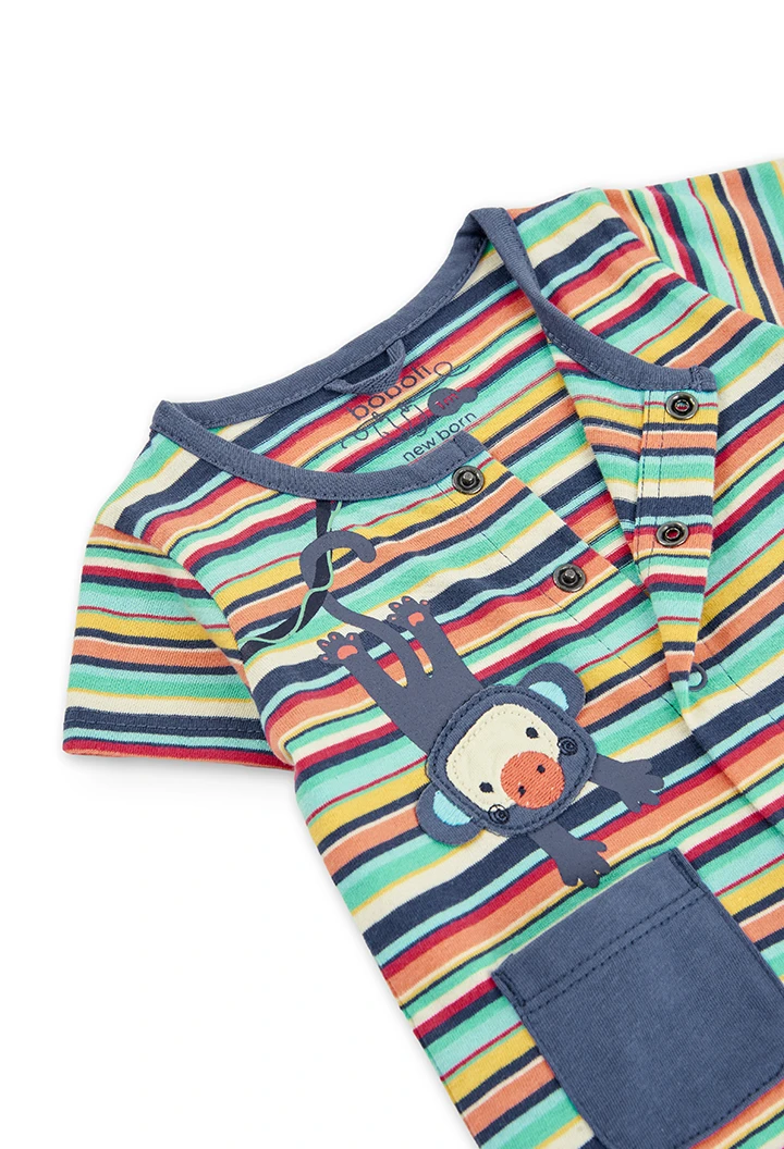 Grenouillère en tricot à rayures pour bébé