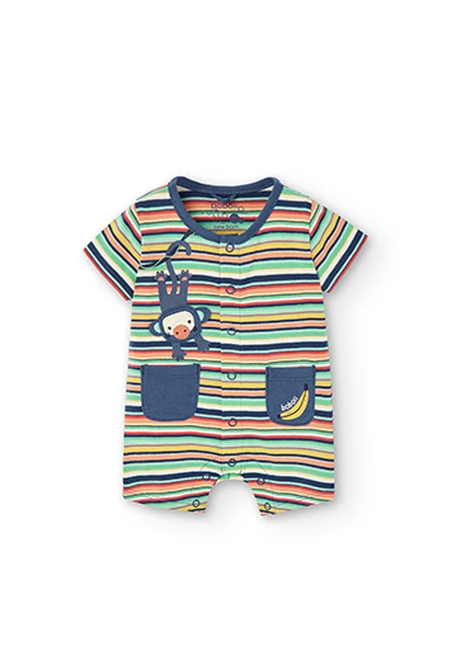 Grenouillère en tricot à rayures pour bébé