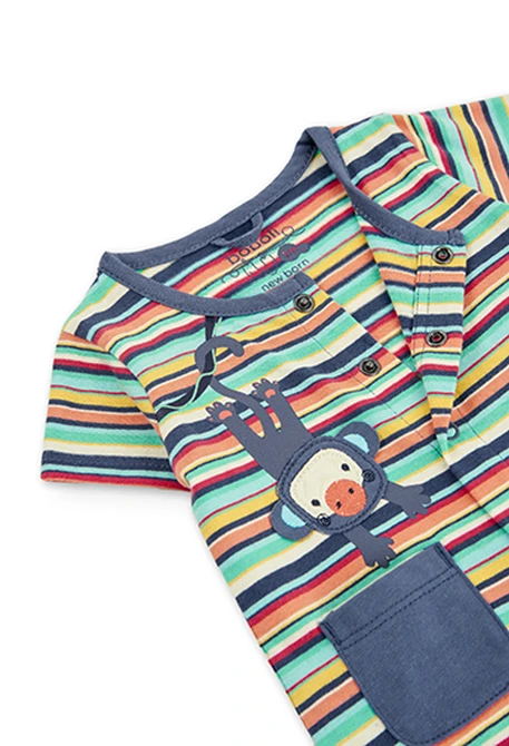 Grenouillère en tricot à rayures pour bébé