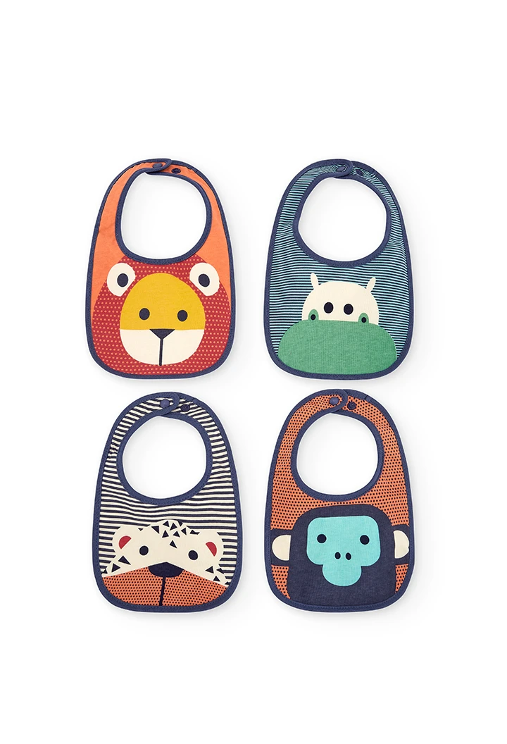 Pack de 4 bavoirs "animaux" pour bébé -BCI