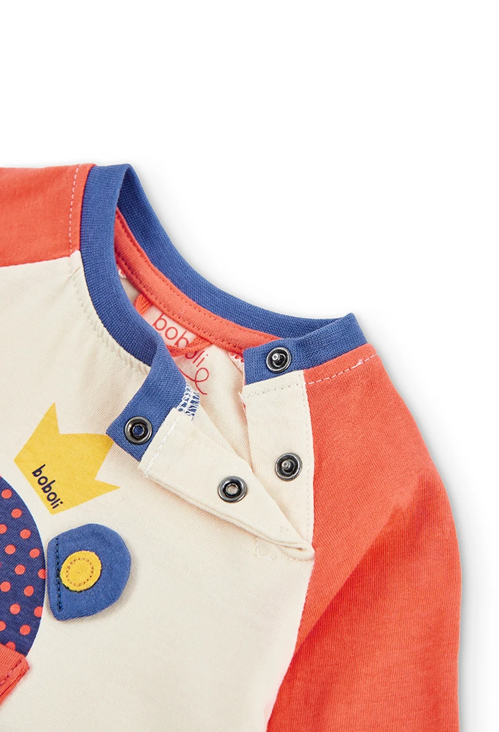 Camiseta punto bicolor de bebé