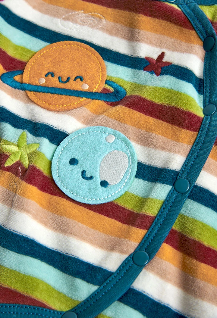 PIjama d'una peça vellut llistat de nadó unisex