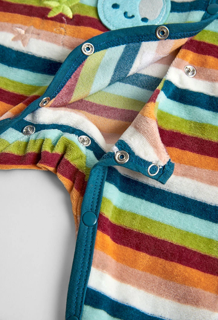 Velour play suit striped for baby -BCI