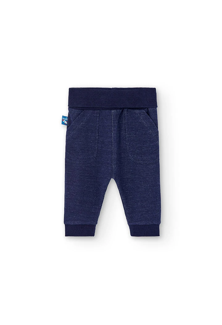 Pantalón felpa denim azul de bebé niño -BCI