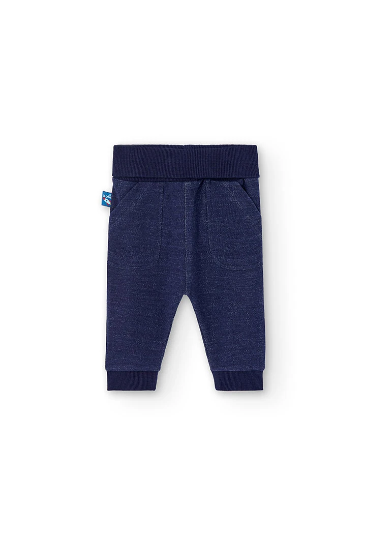 Fleece denim trousers for baby boy -BCI