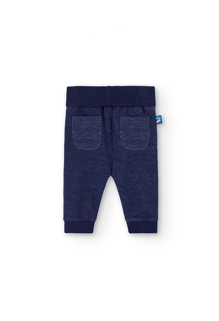 Fleece denim trousers for baby boy -BCI