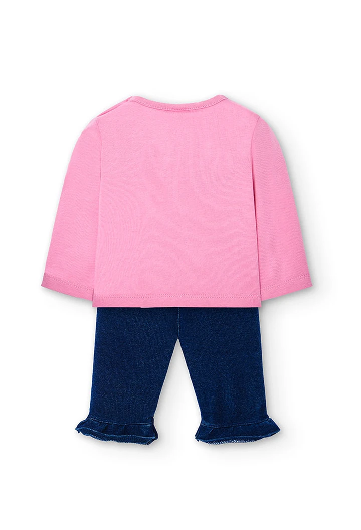 Pack de pour bébé fille en maille combinée rose