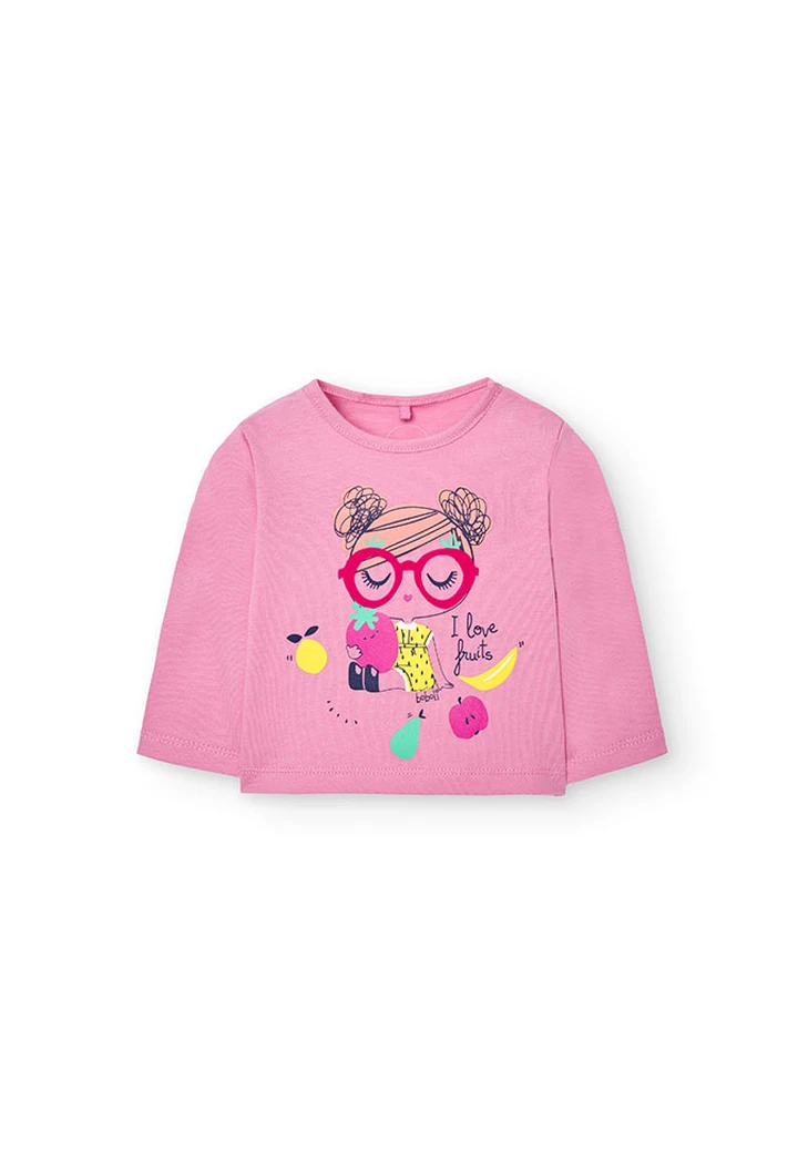 Pack de pour bébé fille en maille combinée rose