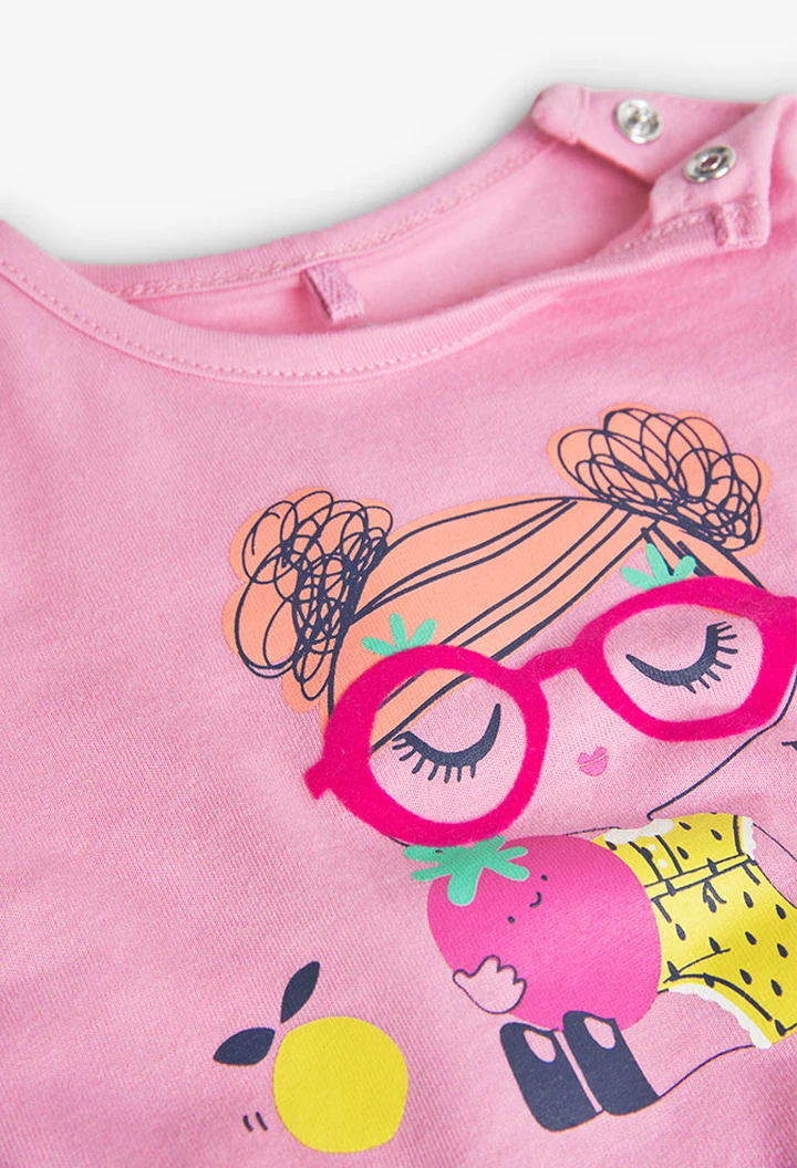 Pack de pour bébé fille en maille combinée rose