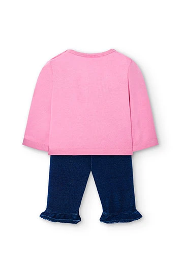 Pack de malha combinado de bebé menina de cor-de-rosa
