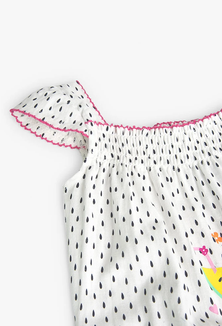 Grenouillère tissu fantaisie imprimée en vert pour bébé