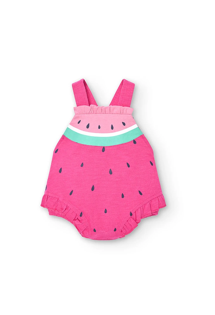 Grenouillère tricotée rose pour bébé fille