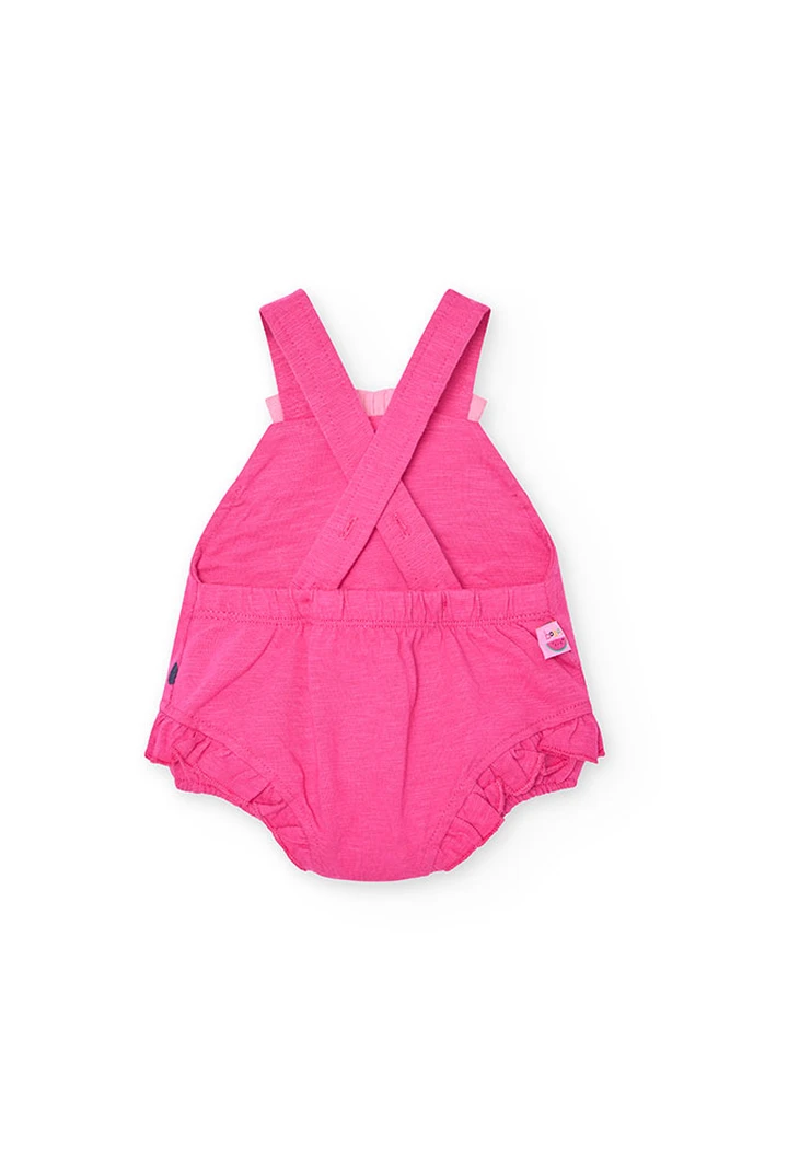 Grenouillère tricotée rose pour bébé fille