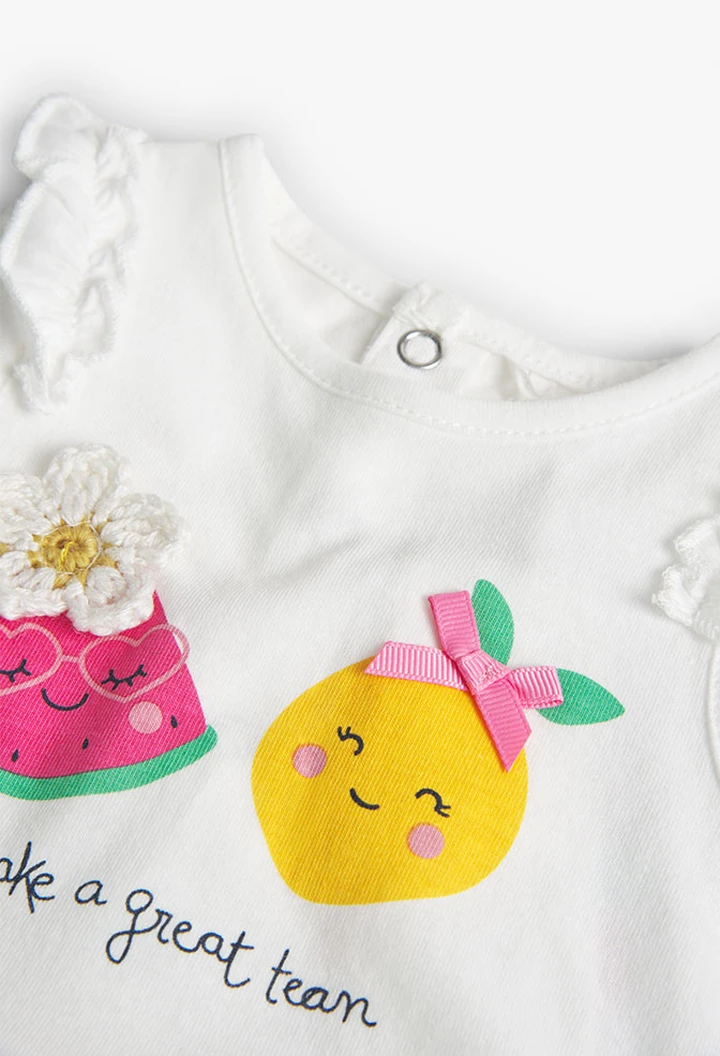 Grenouillère combinée pour bébé fille en blanc