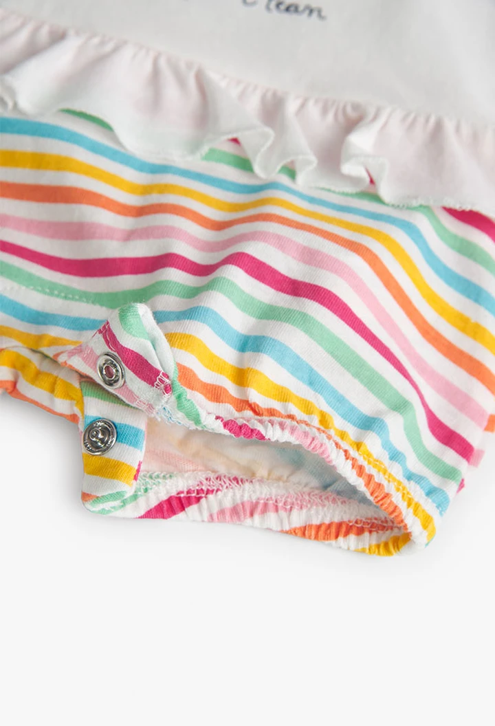 Grenouillère combinée pour bébé fille en blanc
