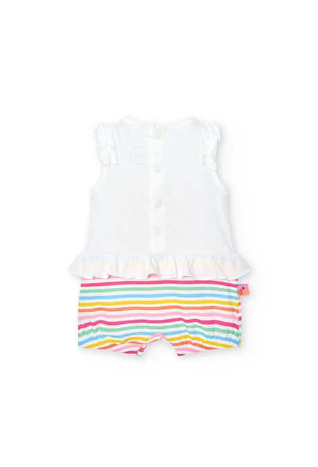 Baby girl's combined romper in white