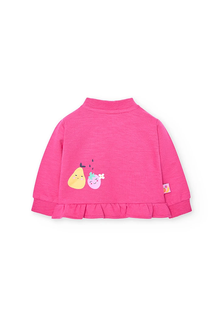 Veste molleton flammé pour bébé fille en rose