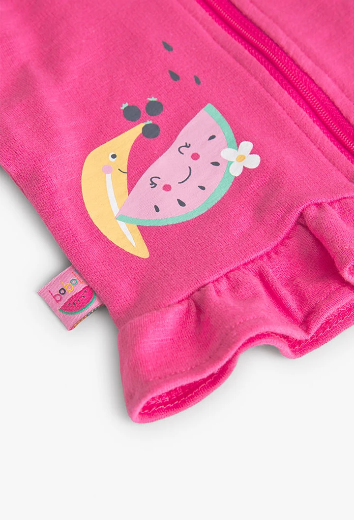 Veste molleton flammé pour bébé fille en rose