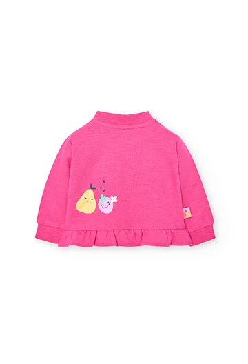 Baby girl\'s flamé plush jacket in pink
