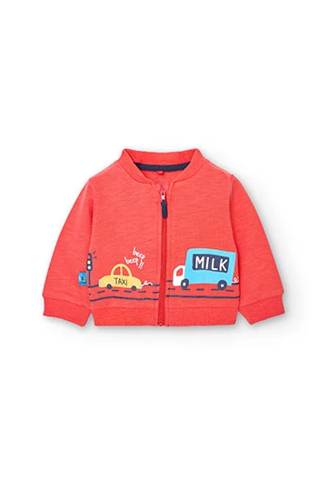 Baby boy\'s flamé plush jacket in red