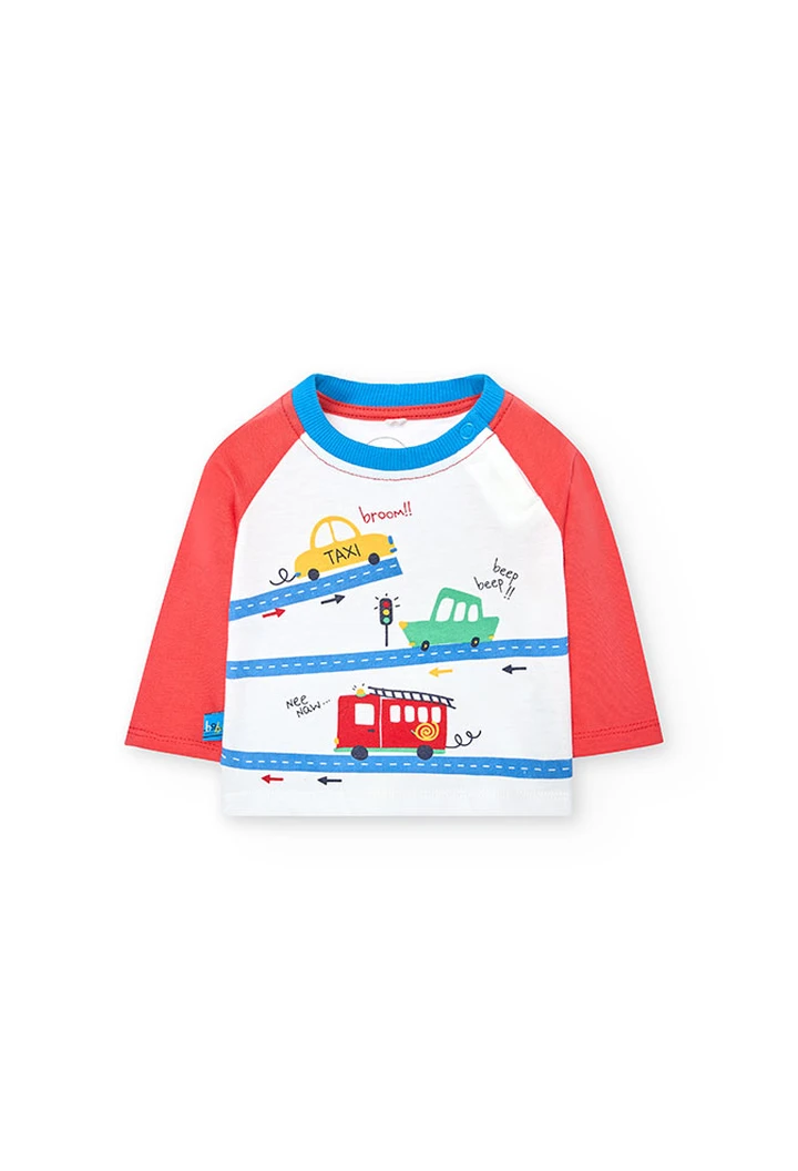 T-shirt tricolore en tricot pour bébé en blanc