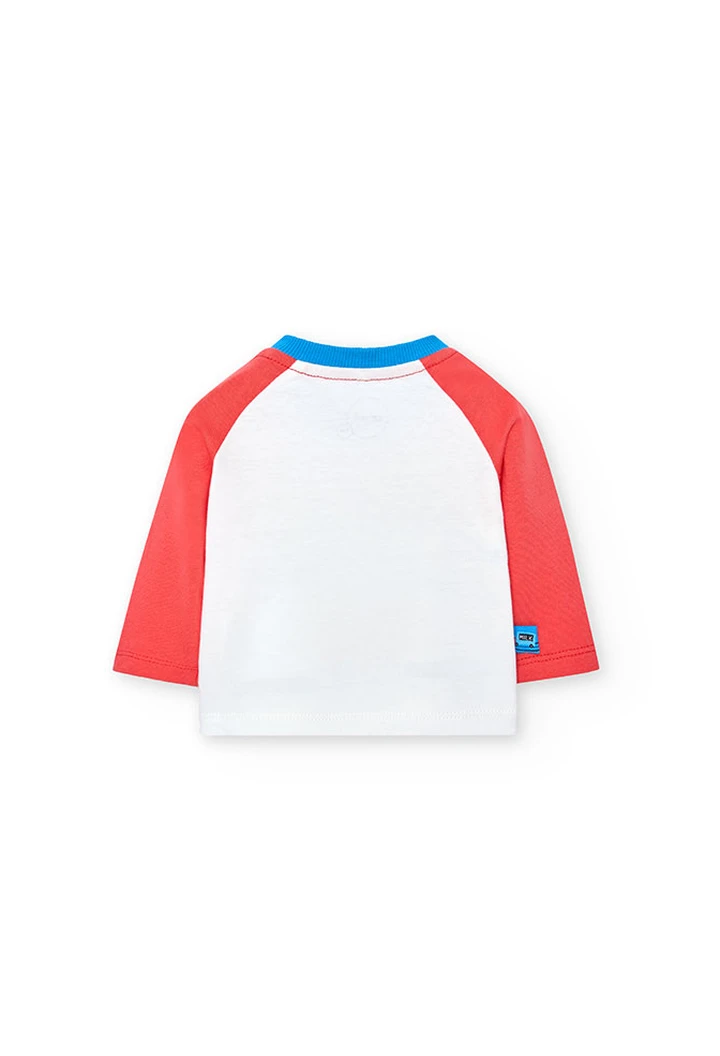 T-shirt tricolore en tricot pour bébé en blanc